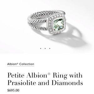 David Yurman Petite Albion Ring Prasiolite Diamond
